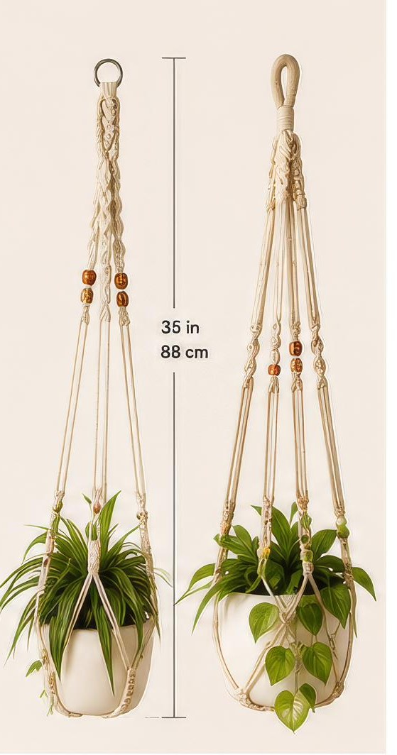 Bohemian Hanging Plant Holders – Decorative Macrame Planter Set