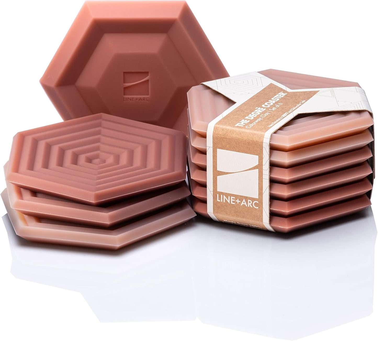 Silicone Coasters (Set of 6) | Waterproof, Anti-Stain, Dishwasher-Safe, Outdoor, Mid-Century Modern, MCM, Patio, Rubber, Hexagon, Aesthetic, Baby-Safe