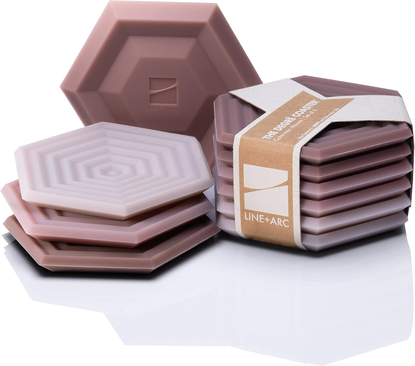 Silicone Coasters (Set of 6) | Waterproof, Anti-Stain, Dishwasher-Safe, Outdoor, Mid-Century Modern, MCM, Patio, Rubber, Hexagon, Aesthetic, Baby-Safe