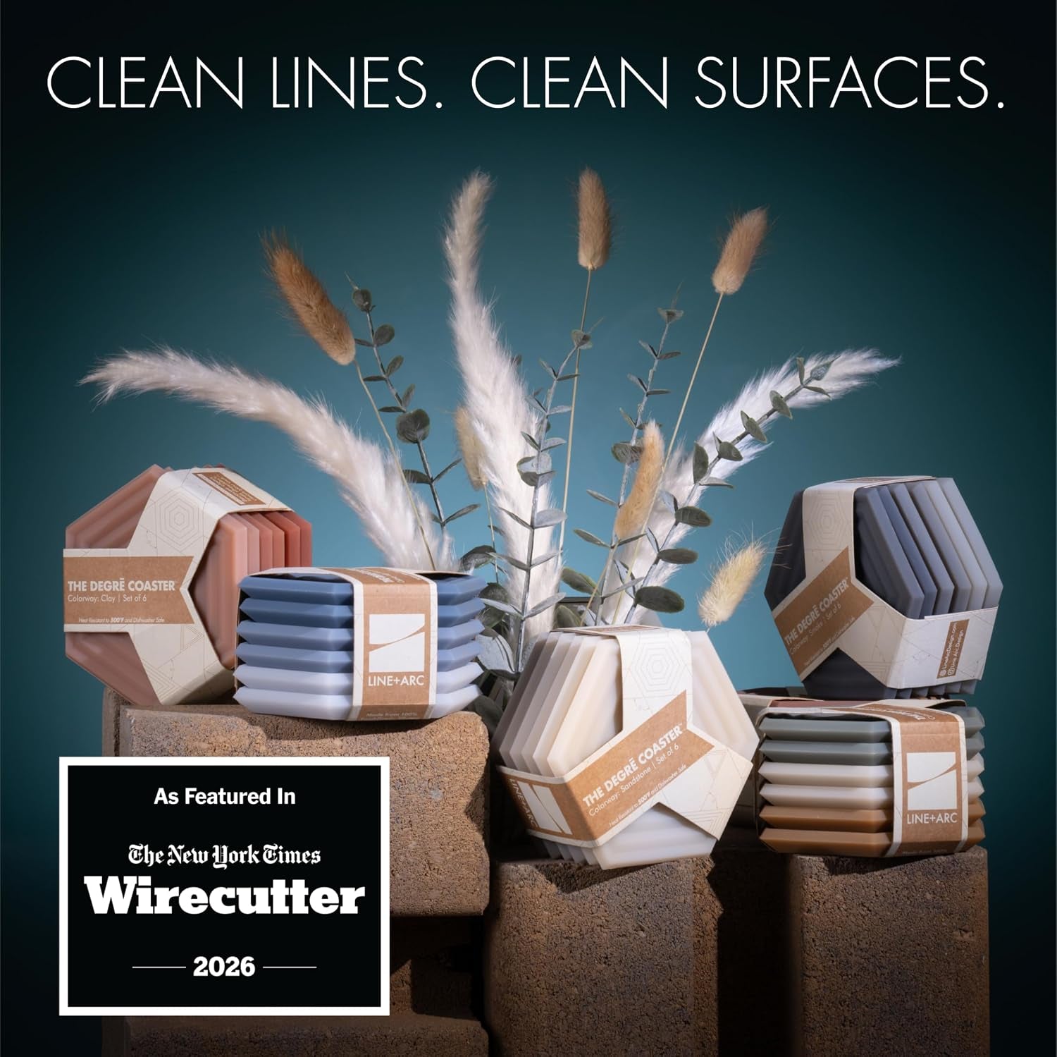 Silicone Coasters (Set of 6) | Waterproof, Anti-Stain, Dishwasher-Safe, Outdoor, Mid-Century Modern, MCM, Patio, Rubber, Hexagon, Aesthetic, Baby-Safe