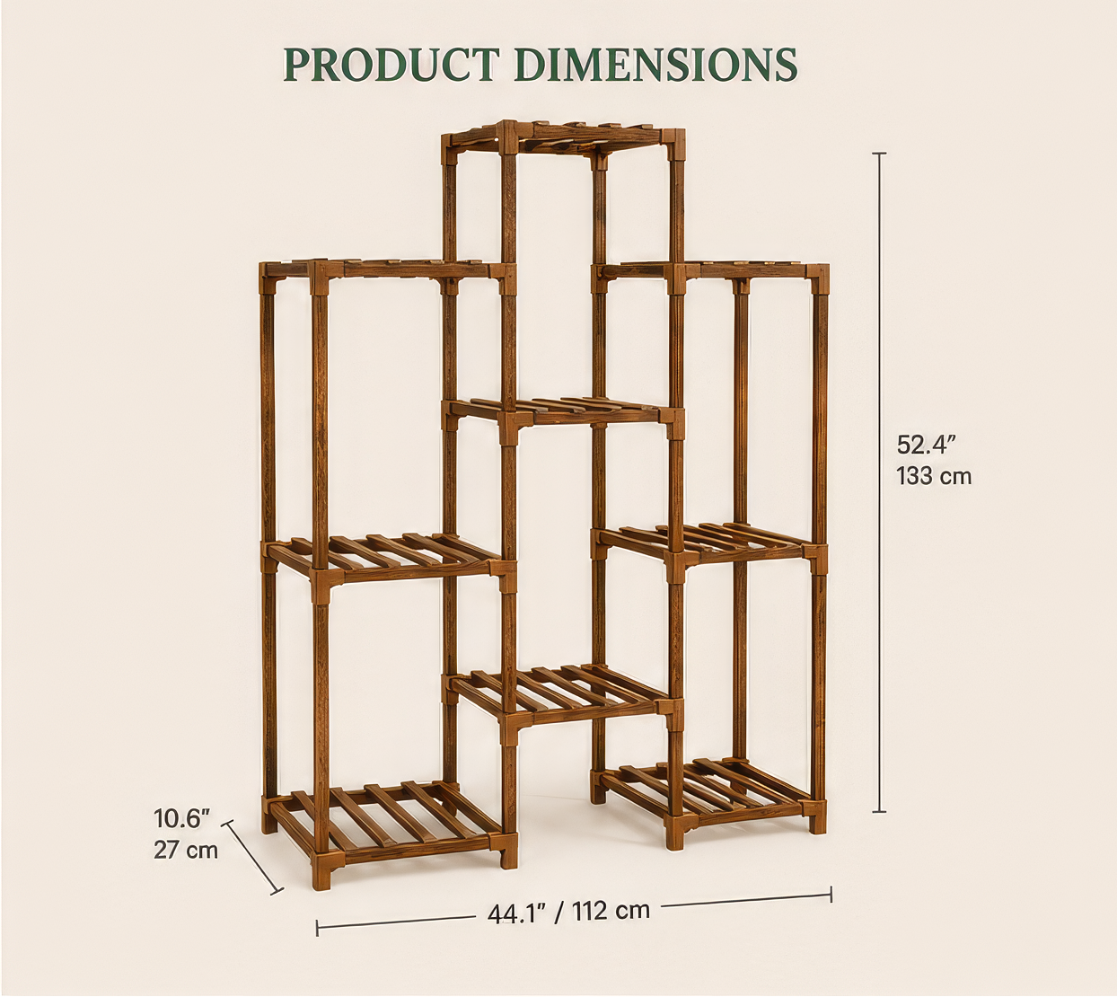 Boho Wooden Plant Stand – 4-Tier Indoor Display Shelf