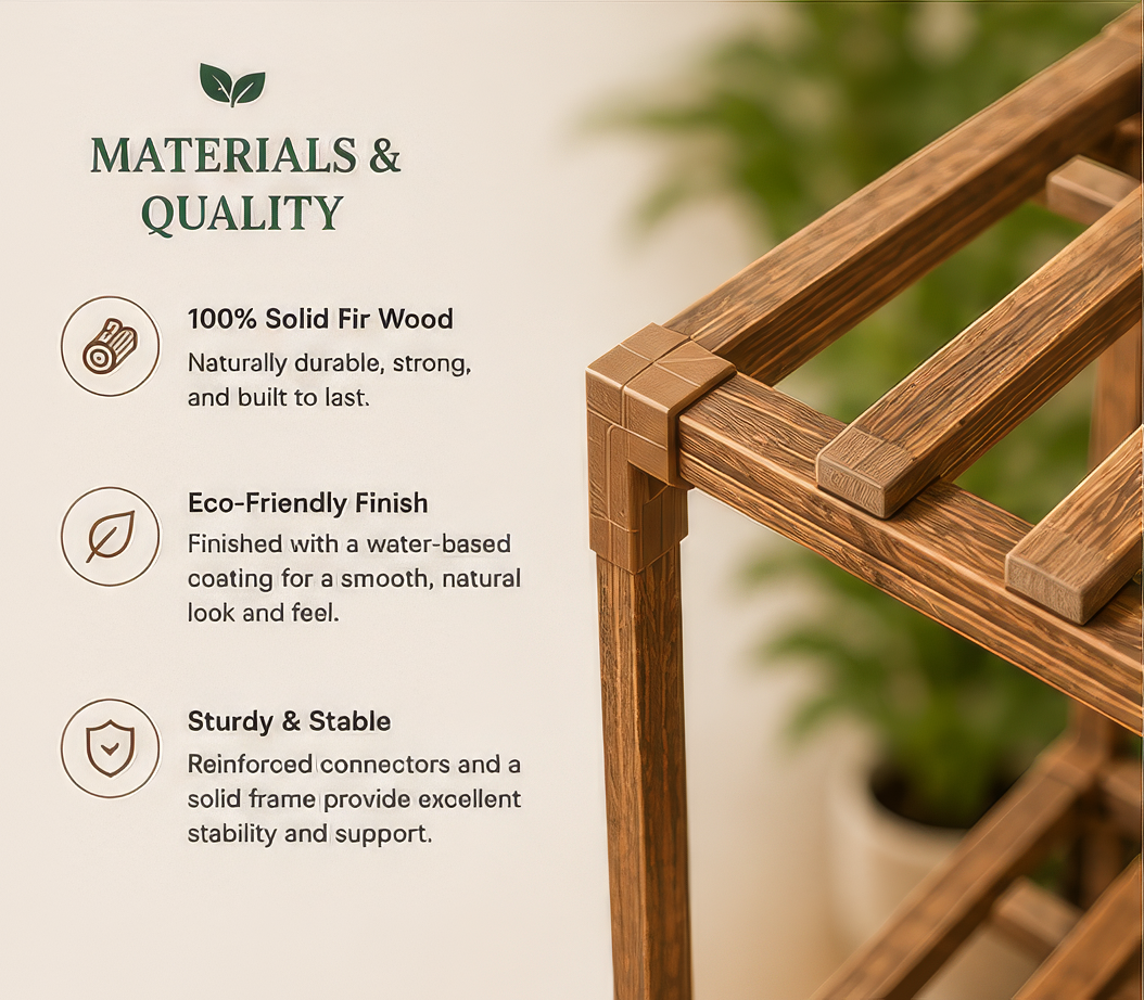 Boho Wooden Plant Stand – 4-Tier Indoor Display Shelf