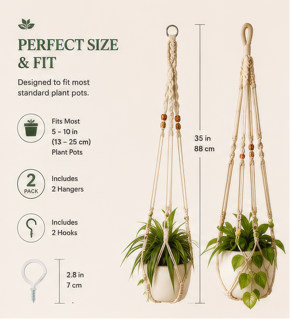 Bohemian Hanging Plant Holders – Decorative Macrame Planter Set