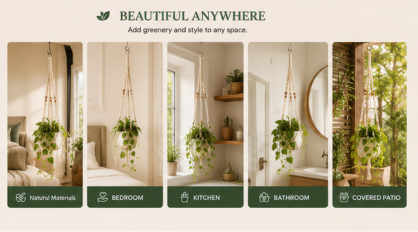 Bohemian Hanging Plant Holders – Decorative Macrame Planter Set