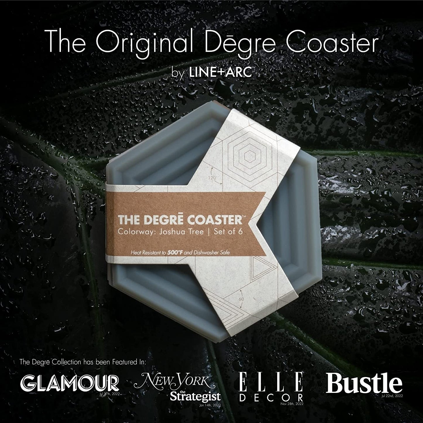 Silicone Coasters (Set of 6) | Waterproof, Anti-Stain, Dishwasher-Safe, Outdoor, Mid-Century Modern, MCM, Patio, Rubber, Hexagon, Aesthetic, Baby-Safe